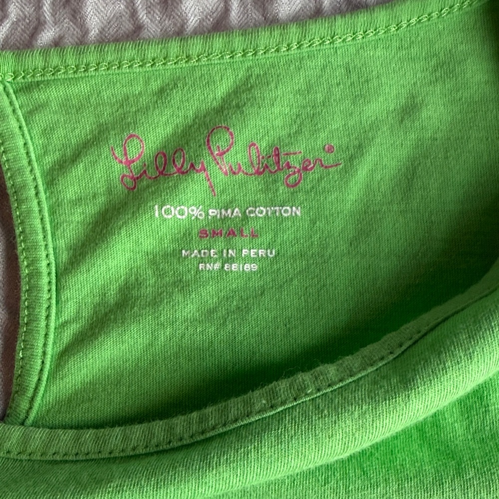 Lilly Pulitzer Lime Green Short Sleeve Top - Picture 2 of 3